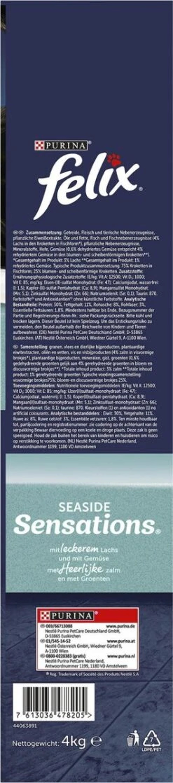 Felix Seaside Sensations - Katten Droogvoer - Zalm, Koolvis &groenten - 4kg -Winkel Voor Kattenbenodigdheden 265x1200