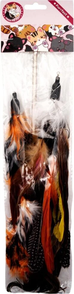 Make Me Purr Kattenhengel Met 5 Hangers (Zwart) - Speelgoed Hengel Voor Katten - Kat Speelhengel Met Veren - Kitten Kattenplager Met Veer - Kattenspeelgoed - Kattenspeeltjes -Winkel Voor Kattenbenodigdheden 303x1200