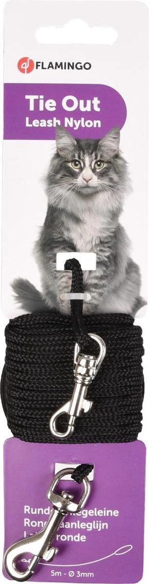 Flamingo - Katten Aanleglijn - Zwart - 500 X 0.3 X 0.3 Cm 5 Flamingo - Katten Aanleglijn - Zwart - 500 X 0.3 X 0.3 Cm - Afbeelding 3