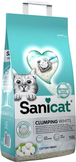 Sanicat Kattenbakvulling Clumping White Cotton Fresh 20 Liter -Winkel Voor Kattenbenodigdheden 569x1200