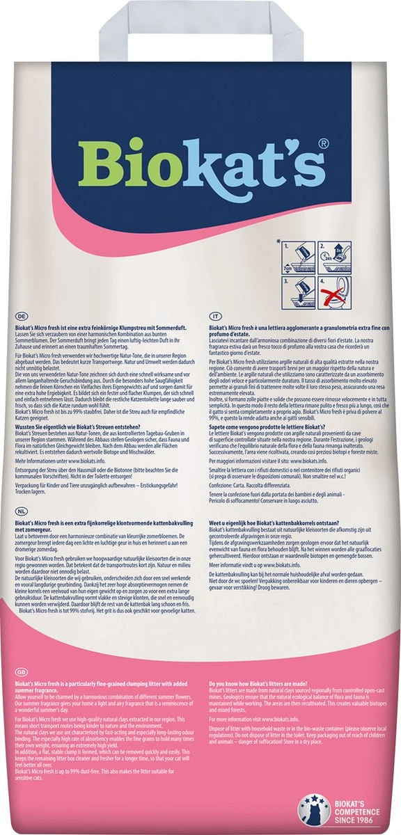 Biokat's Micro Fresh - 14 L - Kattenbakvulling - Klontvormende - Zomergeur 9 Biokat's Micro Fresh - 14 L - Kattenbakvulling - Klontvormende - Zomergeur - Afbeelding 7