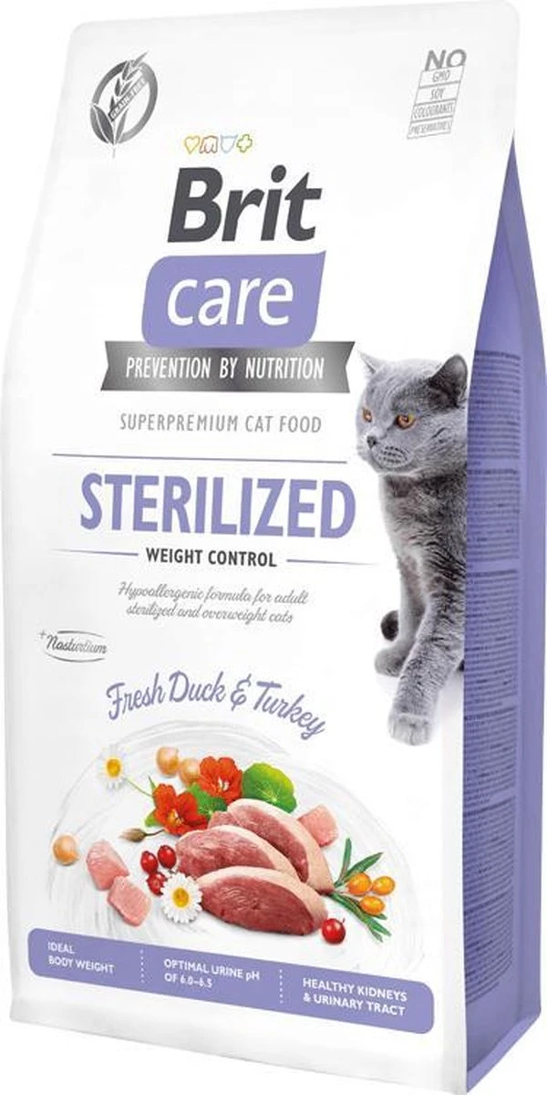 Brit Care Cat Grainfree Adult Sterilized Weight Control Fresh Duck & Turkey 7 Kg - Kat 4 Brit Care Cat Grainfree Adult Sterilized Weight Control Fresh Duck & Turkey 7 Kg - Kat - Afbeelding 2