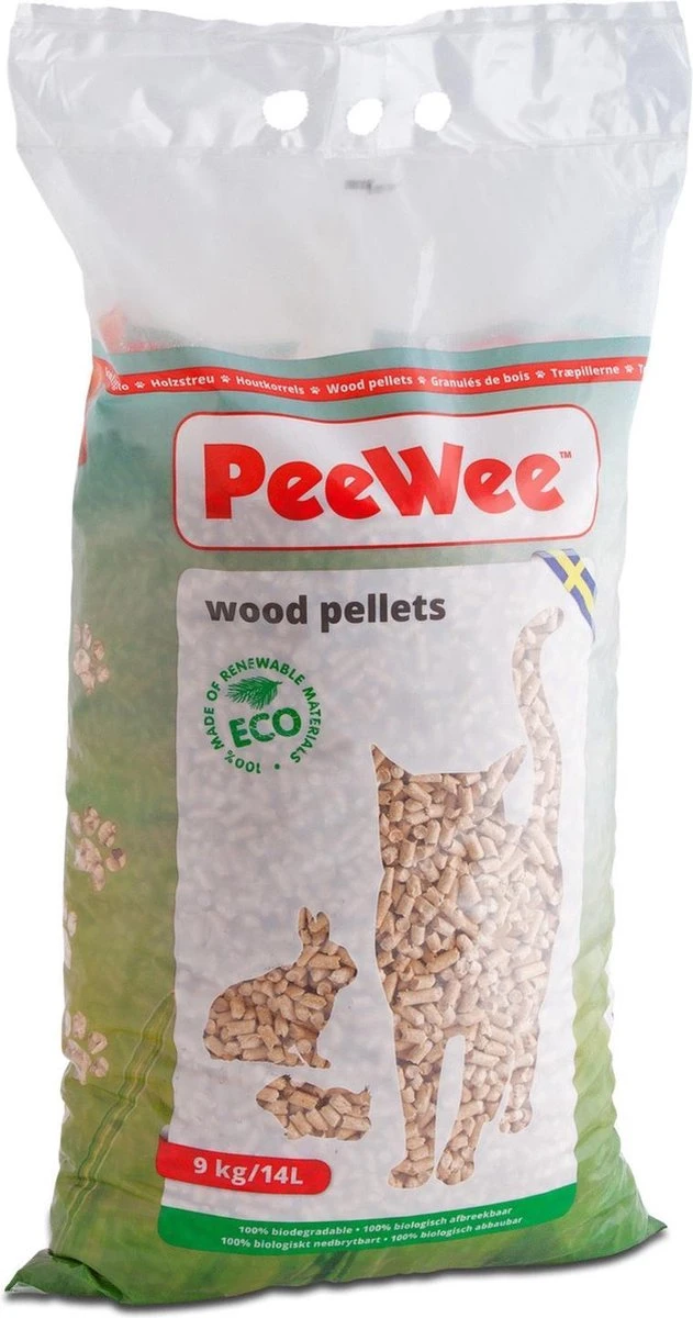 Peewee Houtkorrels Kattenbakvulling - 9 Kg (14l) 4 Peewee Houtkorrels Kattenbakvulling - 9 Kg (14l) - Afbeelding 2