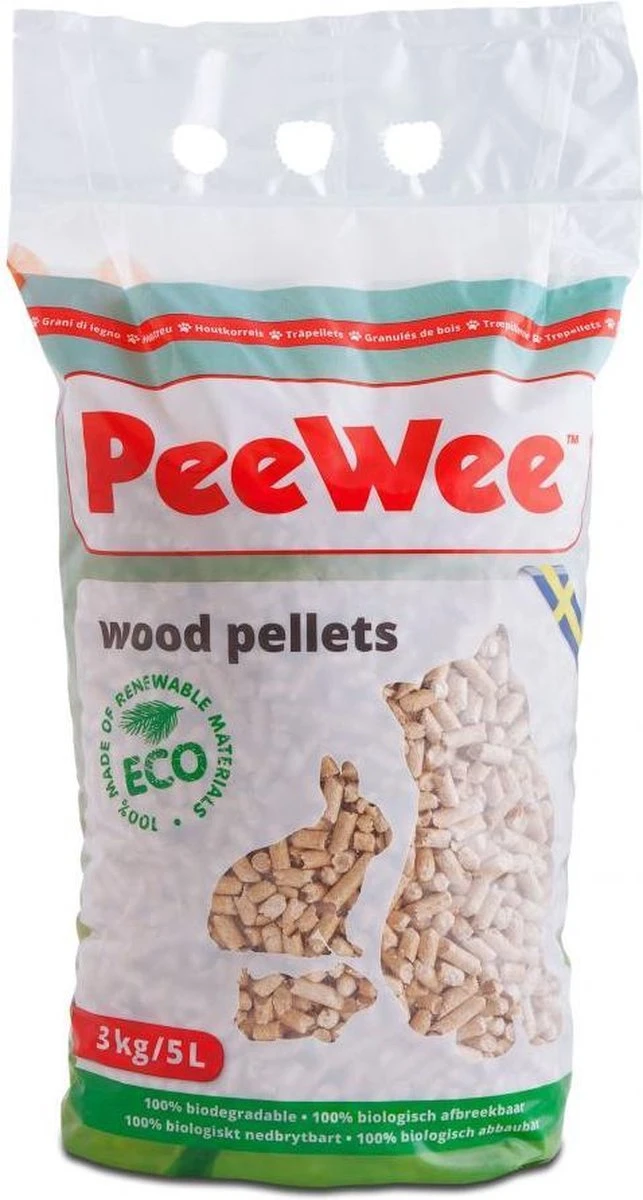 Peewee Houtkorrels - Kattenbakvulling - 3 Kg 3 Peewee Houtkorrels - Kattenbakvulling - 3 Kg