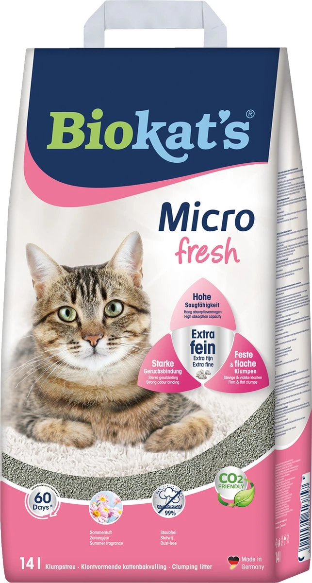 Biokat's Micro Fresh - 14 L - Kattenbakvulling - Klontvormende - Zomergeur 4 Biokat's Micro Fresh - 14 L - Kattenbakvulling - Klontvormende - Zomergeur - Afbeelding 2