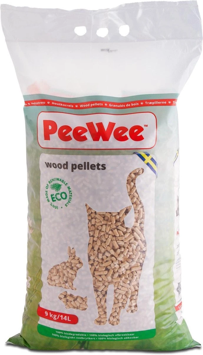 Peewee Houtkorrels Kattenbakvulling - 9 Kg (14l) 3 Peewee Houtkorrels Kattenbakvulling - 9 Kg (14l)