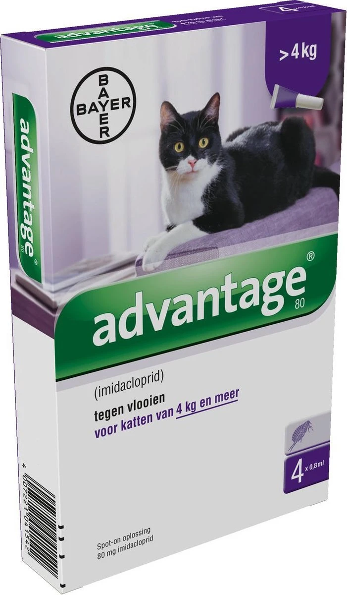 Advantage 80 Vlooiendruppelsl Kat Vanaf 4 Kg - 4 Pipetten 3 Advantage 80 Vlooiendruppelsl Kat Vanaf 4 Kg - 4 Pipetten