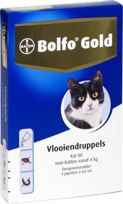 Bayer Bolfo Gold 80 Anti Vlooienmiddel - Kat - > 4 Kg - 4 Pipetten -Winkel Voor Kattenbenodigdheden 723x1200