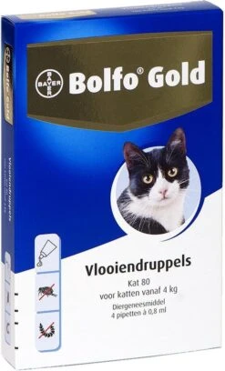 Bayer Bolfo Gold 80 Anti Vlooienmiddel - Kat - > 4 Kg - 4 Pipetten -Winkel Voor Kattenbenodigdheden 726x1200