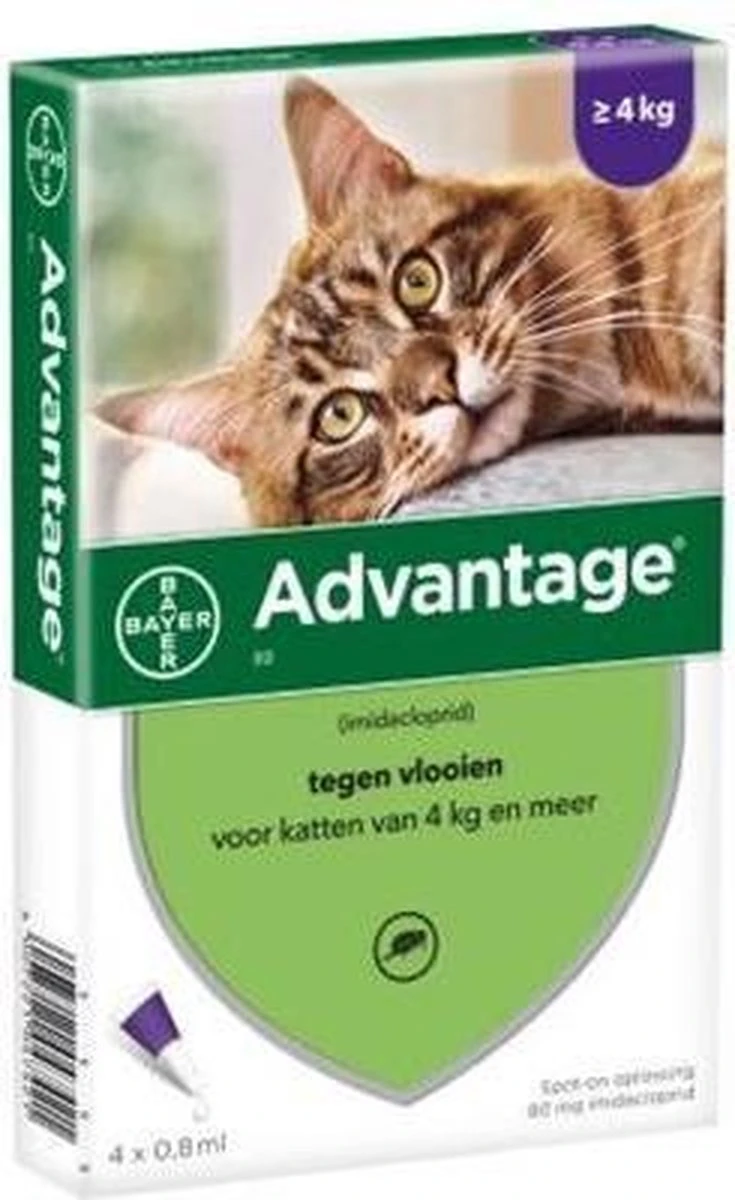 Bayer Advantage 40 Tegen Vlooien - <4kg - 4 X 0,4 Ml - Adult 9 Bayer Advantage 40 Tegen Vlooien - <4kg - 4 X 0,4 Ml - Adult - Afbeelding 7