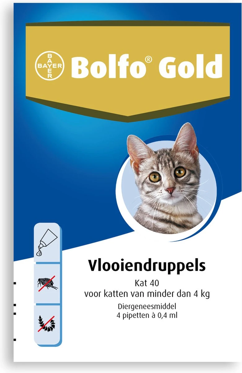 Bayer Bolfo Gold 40 Anti Vlooienmiddel - Kat - 0 Tot 4 Kg - 4 Pipetten 13 Bayer Bolfo Gold 40 Anti Vlooienmiddel - Kat - 0 Tot 4 Kg - 4 Pipetten - Afbeelding 11