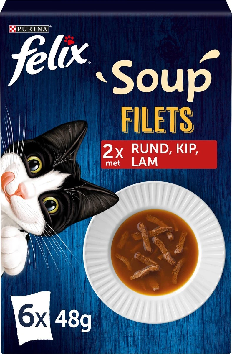 Felix Soup Tender Strips Met Rund, Kip & Lam - Katten Natvoer - 24 X 48g 3 Felix Soup Tender Strips Met Rund, Kip & Lam - Katten Natvoer - 24 X 48g