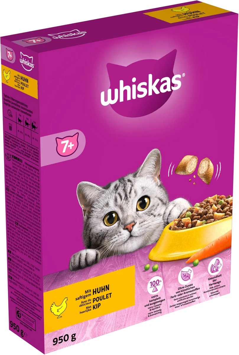Whiskas 7+ Kattenbrokken - Kip - Doos 5 X 950 G 4 Whiskas 7+ Kattenbrokken - Kip - Doos 5 X 950 G - Afbeelding 2