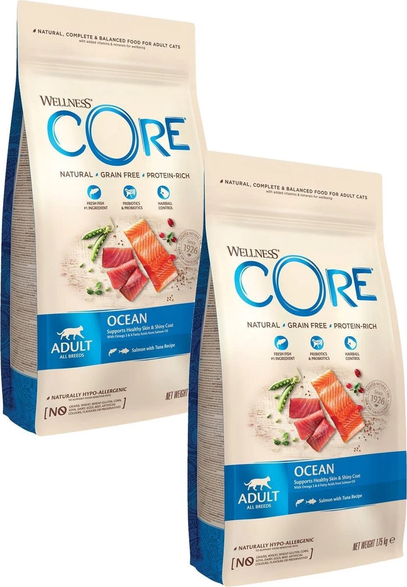 Wellness Core Grain Free Cat Ocean Zalm&Tonijn - Kattenvoer - 2 X 1.75 Kg 4 Wellness Core Grain Free Cat Ocean Zalm&Tonijn - Kattenvoer - 2 X 1.75 Kg - Afbeelding 2