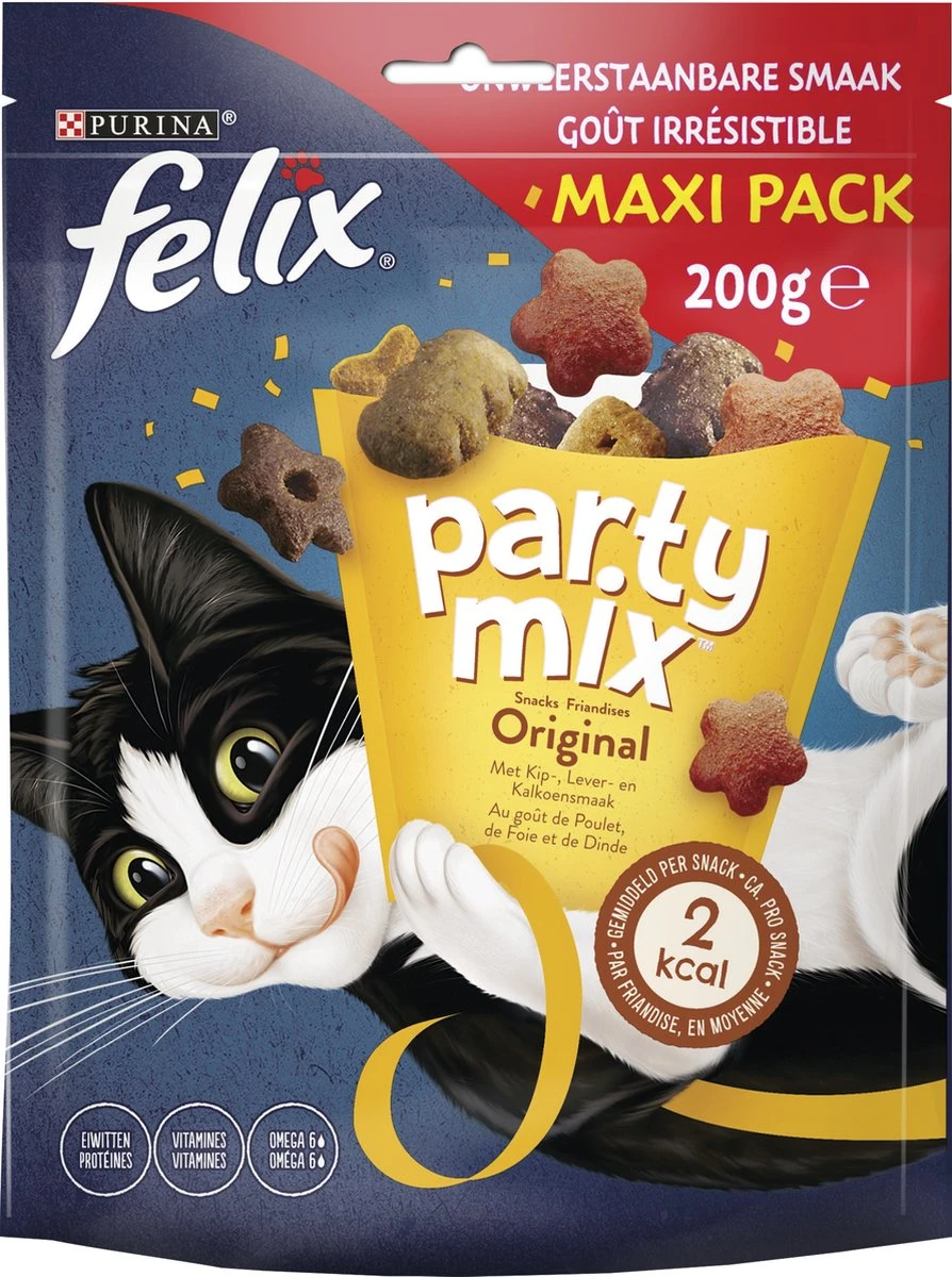 Felix Party Mix - Kattensnacks Original Mix - 5 X 200g 3 Felix Party Mix - Kattensnacks Original Mix - 5 X 200g