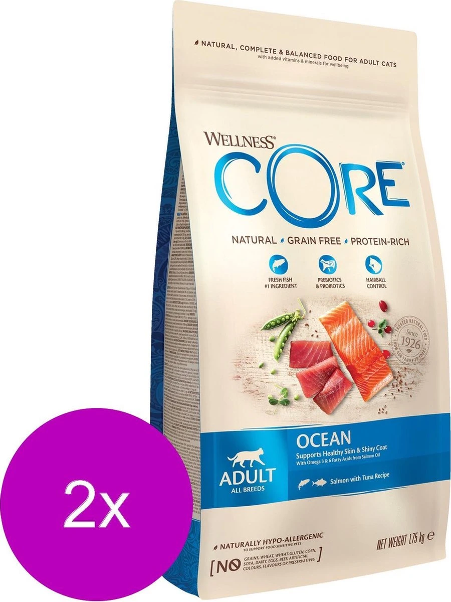 Wellness Core Grain Free Cat Ocean Zalm&Tonijn - Kattenvoer - 2 X 1.75 Kg 5 Wellness Core Grain Free Cat Ocean Zalm&Tonijn - Kattenvoer - 2 X 1.75 Kg - Afbeelding 3