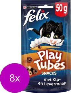Felix PlayTubes - Kattensnacks - Kip & Lever - 8 X 50g -Winkel Voor Kattenbenodigdheden 920x1200