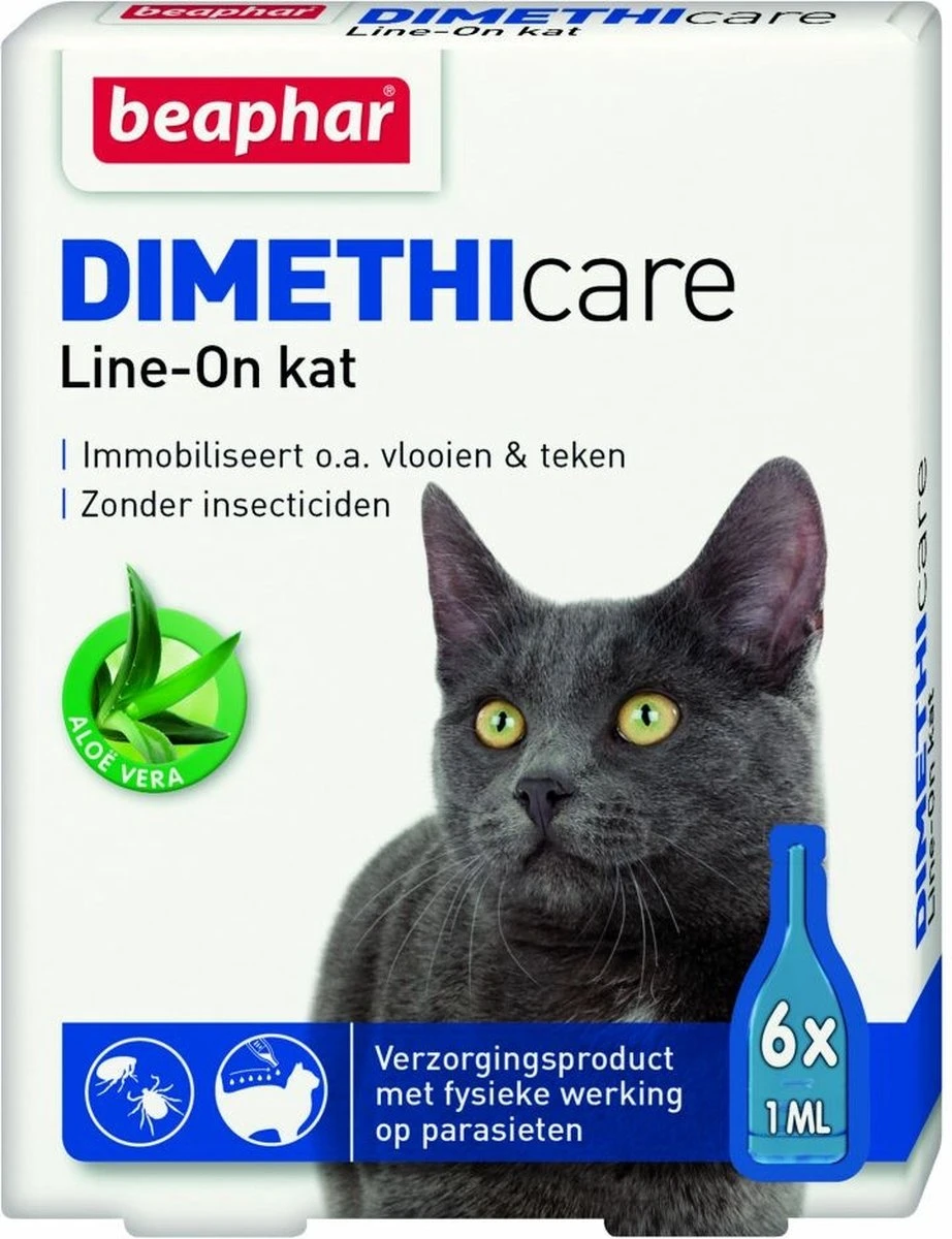 Beaphar DIMETHIcare Line On Kat - Vlooienbestrijding - 6 Pipetten 3 Beaphar DIMETHIcare Line On Kat - Vlooienbestrijding - 6 Pipetten