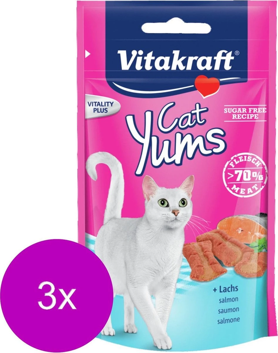 Vitakraft Cat Yums - Kat - Snack - Zalm - 3 X 40 Gr 5 Vitakraft Cat Yums - Kat - Snack - Zalm - 3 X 40 Gr - Afbeelding 3