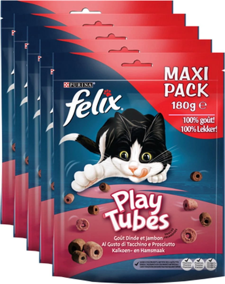 Felix PlayTubes - Kattensnacks Kalkoen & Ham - 5 X 180g 3 Felix PlayTubes - Kattensnacks Kalkoen & Ham - 5 X 180g