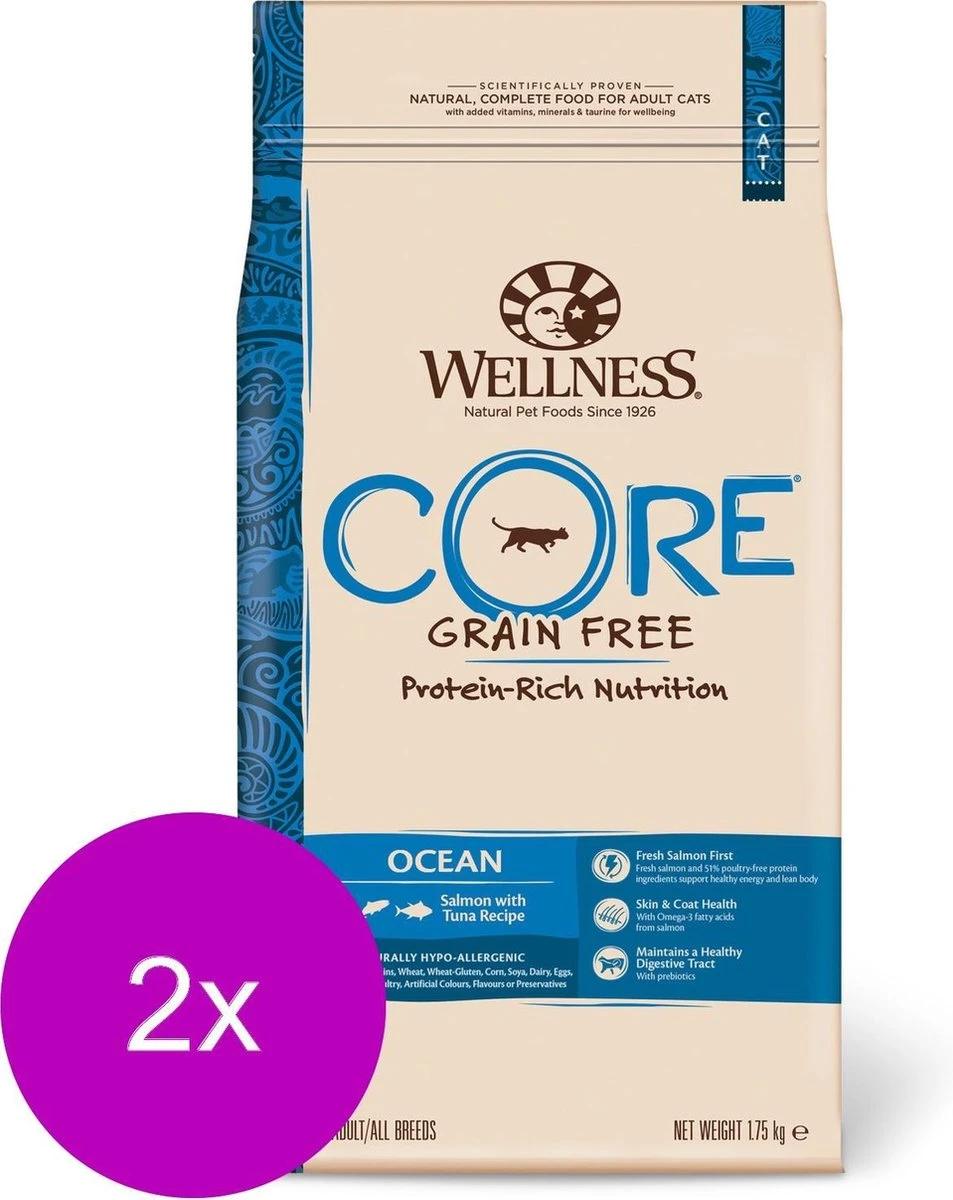 Wellness Core Grain Free Cat Ocean Zalm&Tonijn - Kattenvoer - 2 X 1.75 Kg 3 Wellness Core Grain Free Cat Ocean Zalm&Tonijn - Kattenvoer - 2 X 1.75 Kg