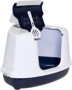 Moderna Flip Hoekkattenbak - Donkerblauw/Wit - 56 X 45 X 39 Cm -Winkel Voor Kattenbenodigdheden 958x1200 3