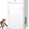 WONDERMAKE® Grote Kattenkast Houten Voor Kattenbak Kattentoilet, XL-kattenbak Dressoir Kastje Met Schuiflade, Designer Kattenhuis Met Kattenhol Kattenbakkast, Kasten Kast Voor Katten Binnen Hoog, 51 X 46 X 96 Cm, Wit -Winkel Voor Kattenbenodigdheden 972x1200 1