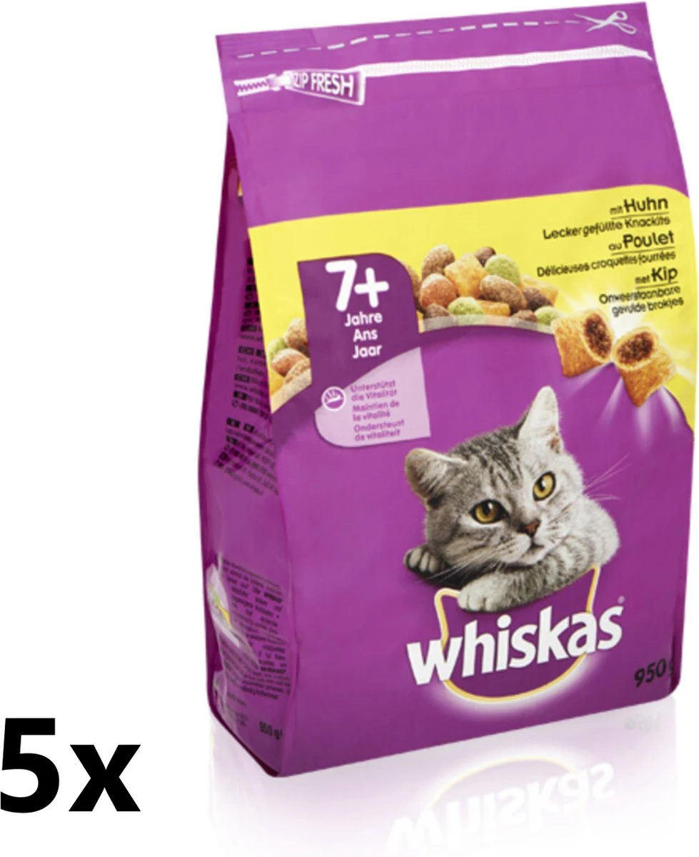 Whiskas - Katten Droogvoer - Senior - Kip - 5x950g 3 Whiskas - Katten Droogvoer - Senior - Kip - 5x950g