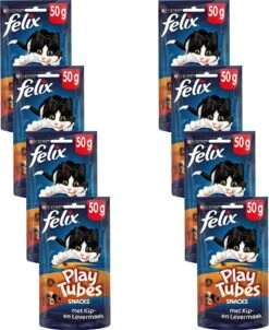 Felix PlayTubes - Kattensnacks - Kip & Lever - 8 X 50g -Winkel Voor Kattenbenodigdheden 982x1200 1